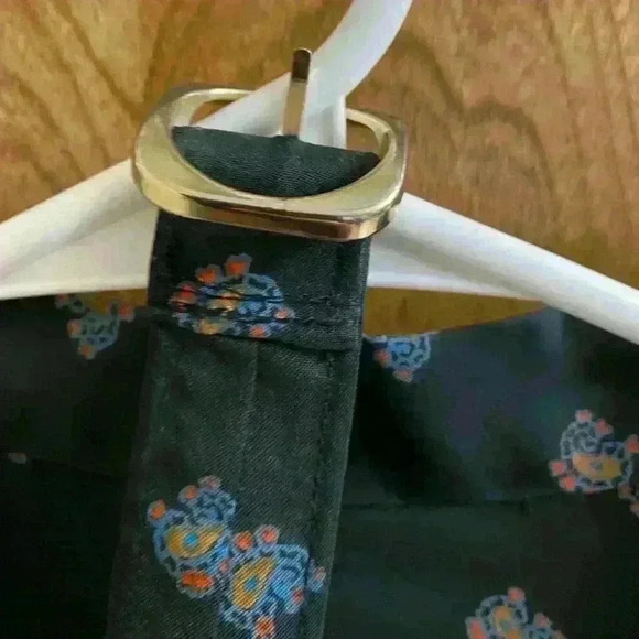 Vintage Black Collard Dress Paisley & Designs Elastic Waist Long Sleeve Button - Picture 8 of 10